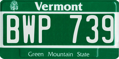 VT license plate BWP739