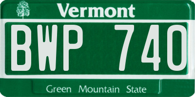VT license plate BWP740