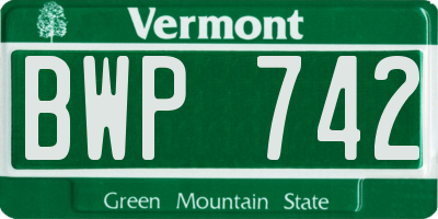 VT license plate BWP742