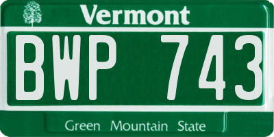 VT license plate BWP743
