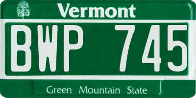 VT license plate BWP745