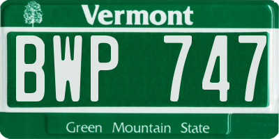 VT license plate BWP747