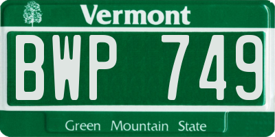 VT license plate BWP749