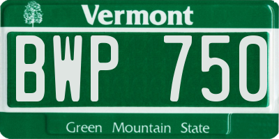VT license plate BWP750