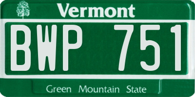 VT license plate BWP751