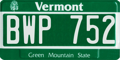 VT license plate BWP752