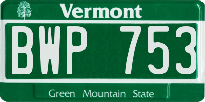 VT license plate BWP753
