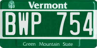 VT license plate BWP754