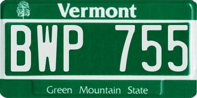 VT license plate BWP755
