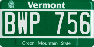 VT license plate BWP756