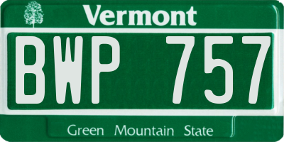 VT license plate BWP757
