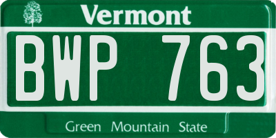 VT license plate BWP763