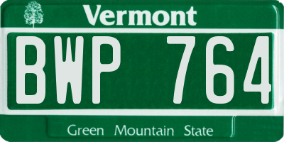 VT license plate BWP764