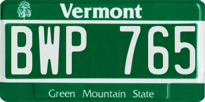 VT license plate BWP765