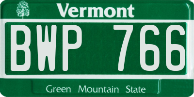 VT license plate BWP766