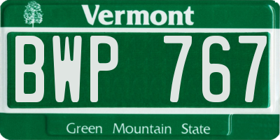 VT license plate BWP767