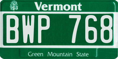 VT license plate BWP768