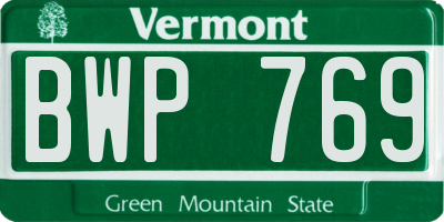 VT license plate BWP769