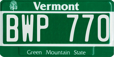 VT license plate BWP770