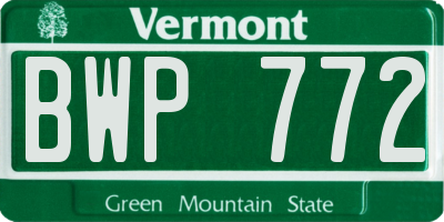 VT license plate BWP772