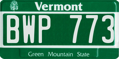 VT license plate BWP773