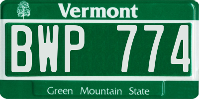 VT license plate BWP774