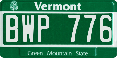 VT license plate BWP776