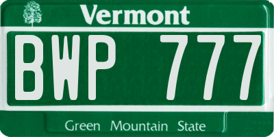 VT license plate BWP777