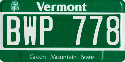 VT license plate BWP778