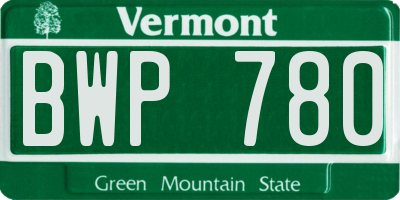 VT license plate BWP780