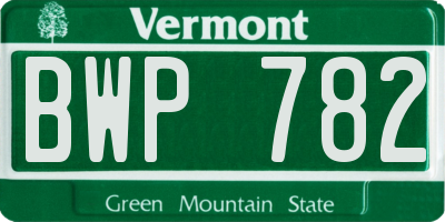 VT license plate BWP782