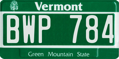 VT license plate BWP784