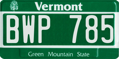 VT license plate BWP785