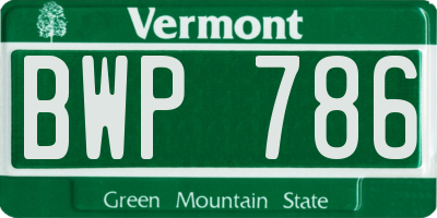 VT license plate BWP786