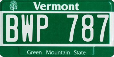 VT license plate BWP787