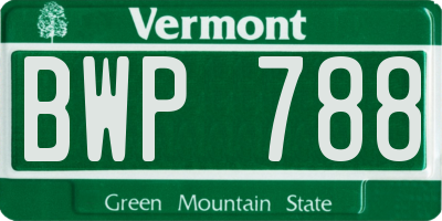 VT license plate BWP788