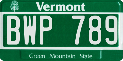 VT license plate BWP789