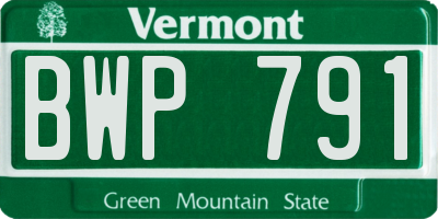 VT license plate BWP791