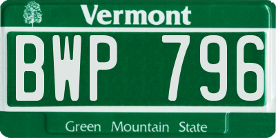 VT license plate BWP796
