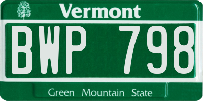 VT license plate BWP798