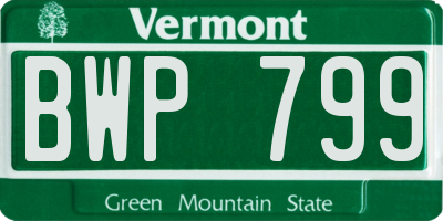 VT license plate BWP799