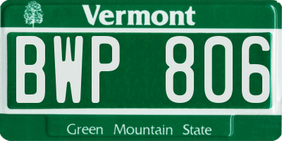 VT license plate BWP806