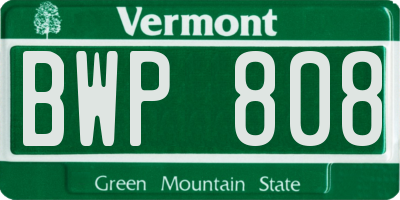 VT license plate BWP808