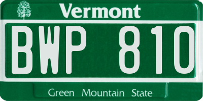 VT license plate BWP810