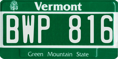 VT license plate BWP816