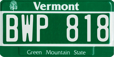 VT license plate BWP818