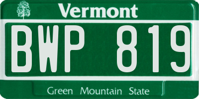 VT license plate BWP819