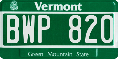 VT license plate BWP820
