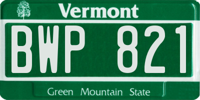 VT license plate BWP821
