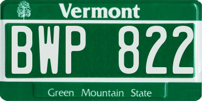VT license plate BWP822